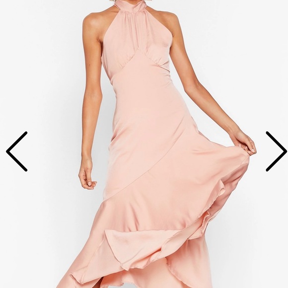 Nasty Gal Dresses & Skirts - Slinky satin halter maxi dress nasty gal